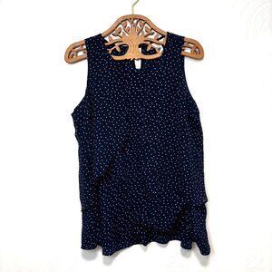 Motherhood Maternity Blouse Sleeveless Navy Blue Polka Dot Business Casual Women